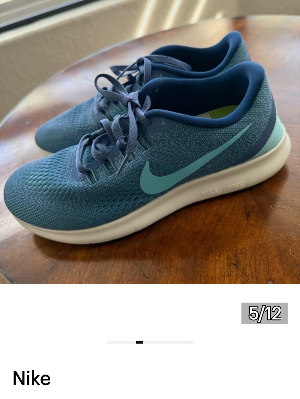 Nike Blue Running Shoe with Aqua Swoosh - Picture 4 of 11